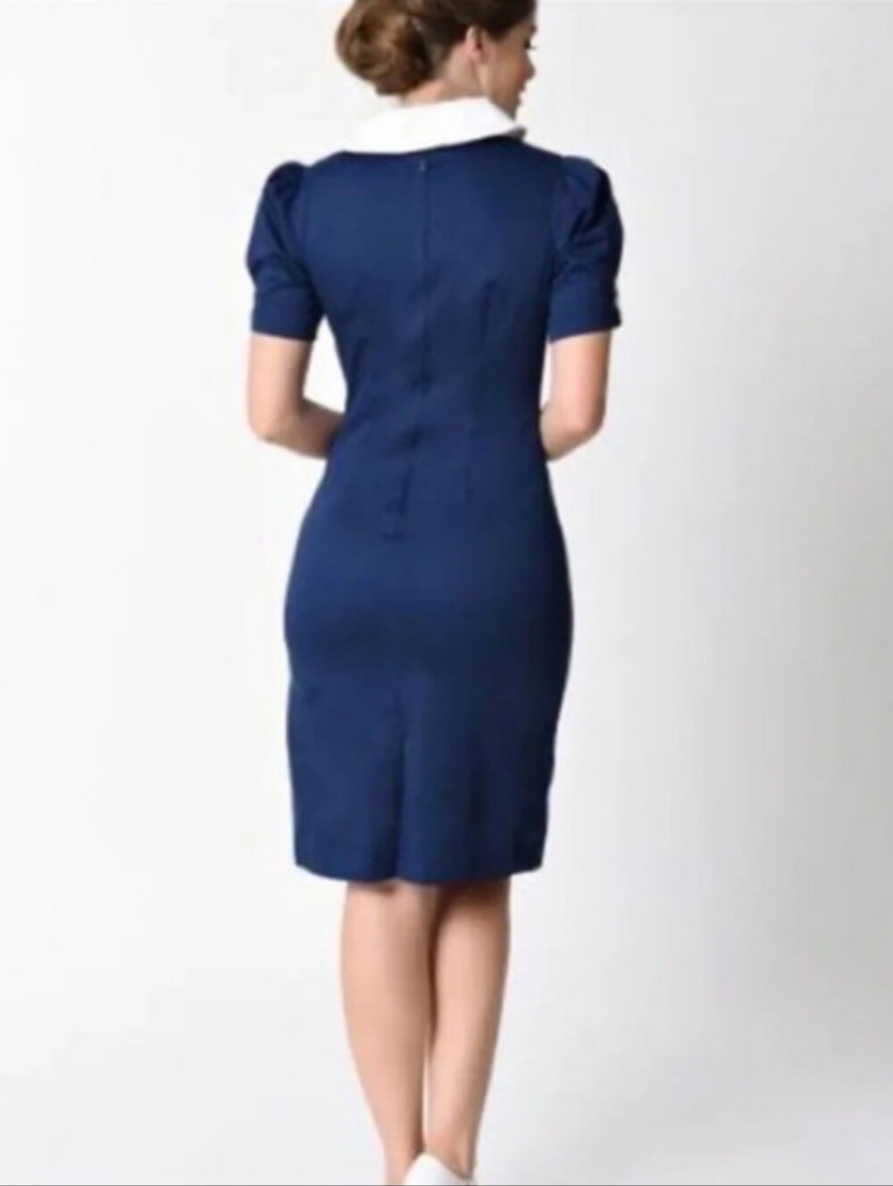 Unique Vintage x Hell Bunny Size Large Navy Blue Sailor Jackie Pencil Dress - Picture 6 of 10